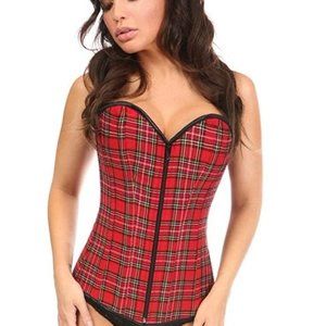 Daisy Corsets Lavish Red Plaid Overbust Corset Nw… - image 1